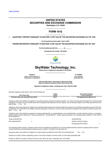 Miniature SkyWater Technology 10-Q Rapport trimestriel 2022 