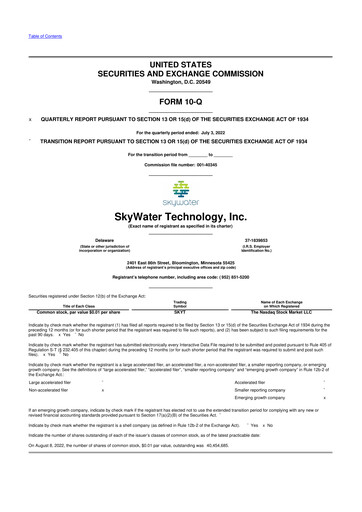 Miniature SkyWater Technology 10-Q Rapport trimestriel 2022 
