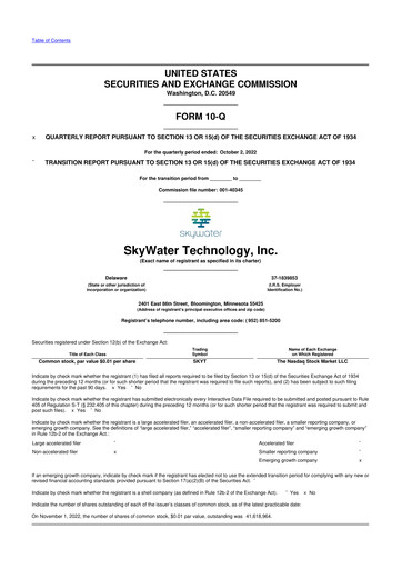 Miniature SkyWater Technology 10-Q Rapport trimestriel 2022 