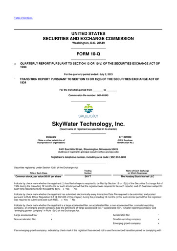 Miniature SkyWater Technology 10-Q Rapport trimestriel 2023 
