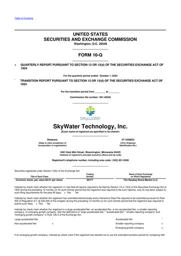 Miniature SkyWater Technology 10-Q Rapport trimestriel 2023 