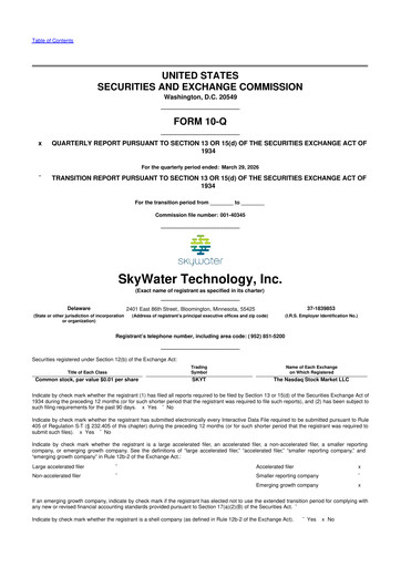 Miniature SkyWater Technology 10-Q Rapport trimestriel 2026 