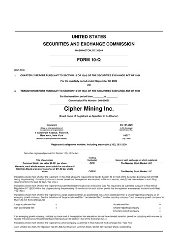 Thumbnail Cipher Mining 10-Q Quarterly Report FY2024 