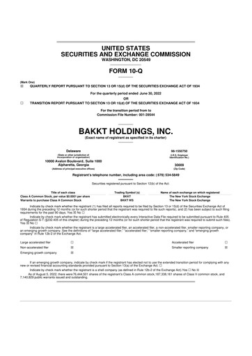 Thumbnail Bakkt Holdings 10-Q Quarterly Report FY 