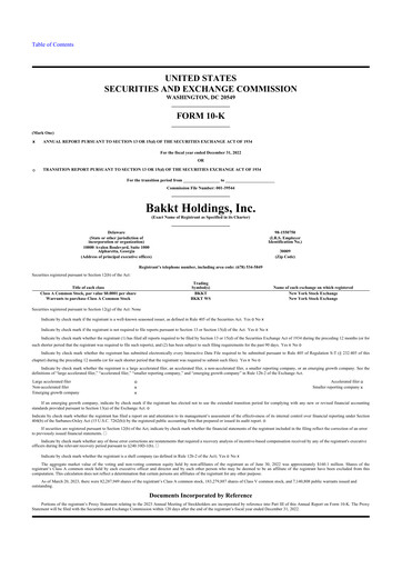 Thumbnail Bakkt Holdings 10-K Annual Report 2022