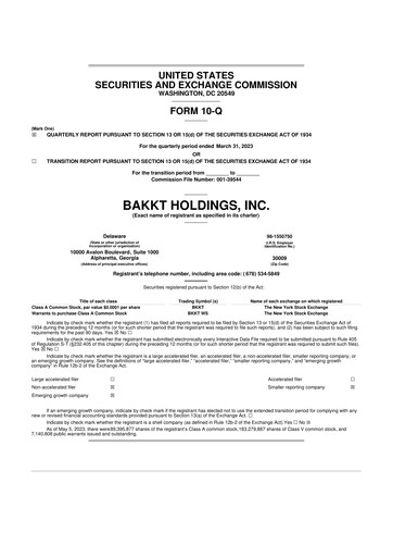 Thumbnail Bakkt Holdings 10-Q Quarterly Report FY 