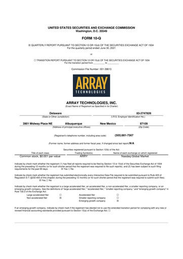 Thumbnail Array Technologies 10-Q Quarterly Report FY2021 