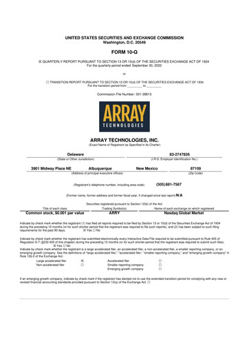 Thumbnail Array Technologies 10-Q Quarterly Report FY2022 