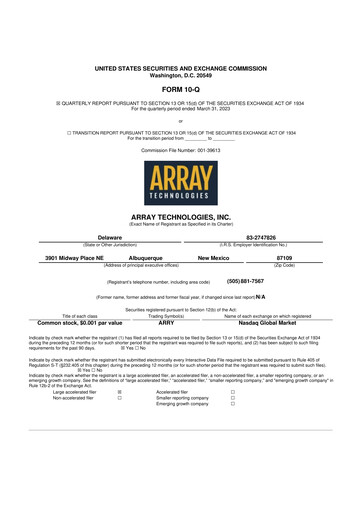 Thumbnail Array Technologies 10-Q Quarterly Report FY2023 