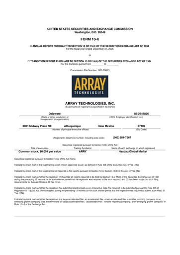 Thumbnail Array Technologies 10-K Annual Report 2025