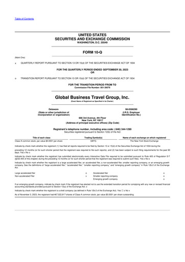 Thumbnail Global Business Travel Group 10-Q Quarterly Report FY2023 
