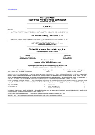 Thumbnail Global Business Travel Group 10-Q Quarterly Report FY2025 