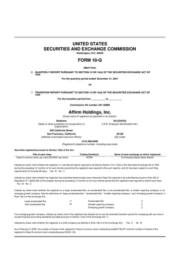 Thumbnail Affirm 10-Q Quarterly Report FY2022 