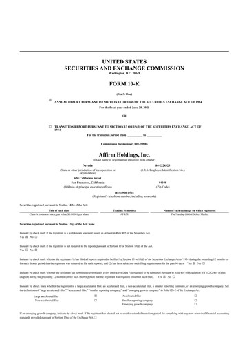 Thumbnail Affirm 10-K Annual Report 2025