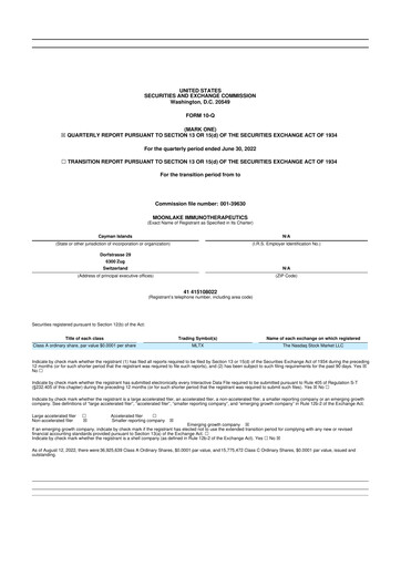 Miniature MoonLake Immunotherapeutics 10-Q Rapport trimestriel 2022 