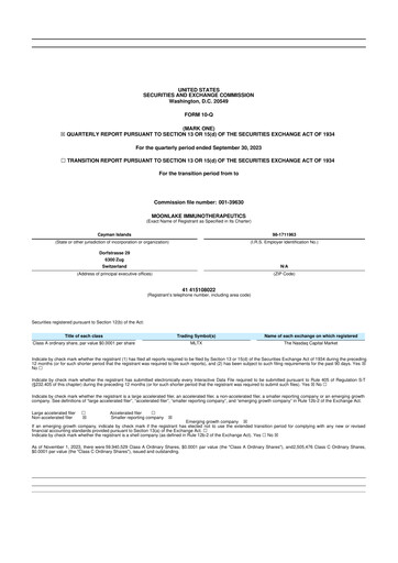 Miniature MoonLake Immunotherapeutics 10-Q Rapport trimestriel 2023 