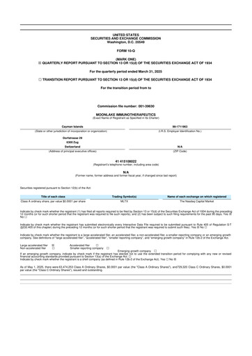 Miniature MoonLake Immunotherapeutics 10-Q Rapport trimestriel 2025 