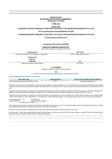 Miniature MoonLake Immunotherapeutics 10-Q Rapport trimestriel 2025 