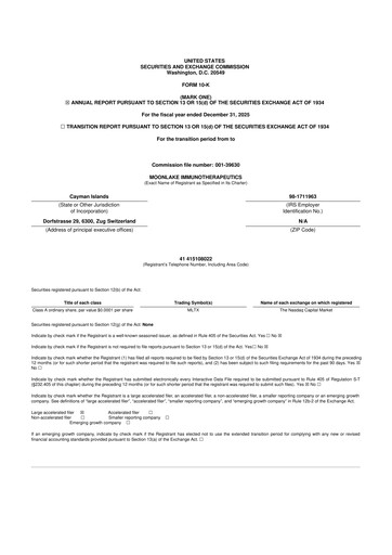 Miniature MoonLake Immunotherapeutics 10-K Rapport annuel 2025