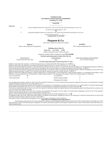 Thumbnail Organon 10-K Annual Report 2022