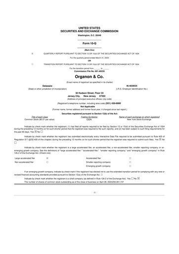 Miniature Organon 10-Q Rapport trimestriel 2023 