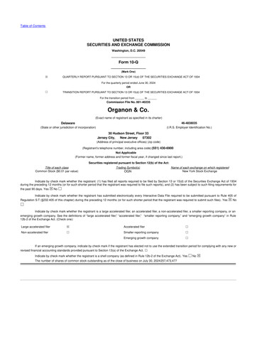 Miniature Organon 10-Q Rapport trimestriel 2024 