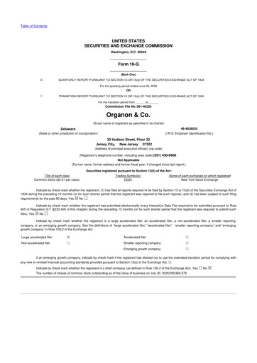 Miniature Organon 10-Q Rapport trimestriel 2025 
