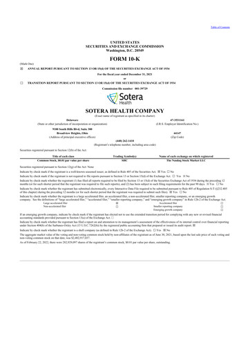 Thumbnail Sotera Health
 10-K Annual Report 2021