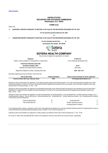 Thumbnail Sotera Health
 10-Q Quarterly Report FY2022 