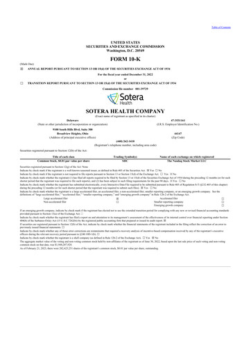 Thumbnail Sotera Health
 10-K Annual Report 2022