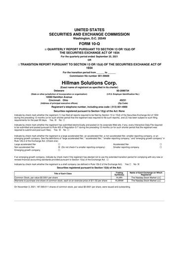 Vorschaubild Hillman Solutions 10-Q Quartalsbericht 2021 