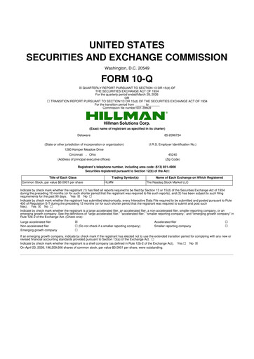 Thumbnail Hillman Solutions 10-Q Quarterly Report FY 