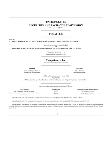 Thumbnail CompoSecure 10-K Annual Report 2022