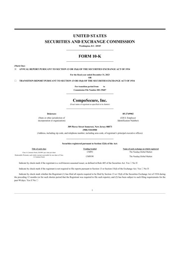 Thumbnail CompoSecure 10-K Annual Report 2023