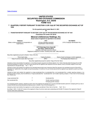 Thumbnail Maravai LifeSciences
 10-Q Quarterly Report FY2021 