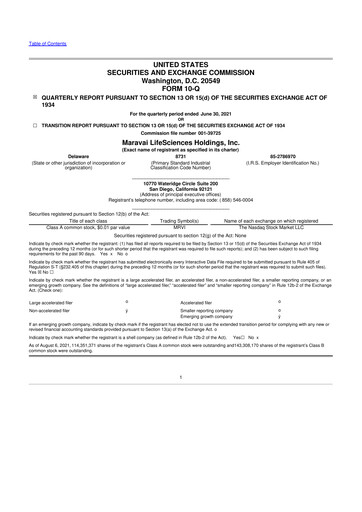 Thumbnail Maravai LifeSciences
 10-Q Quarterly Report FY2021 