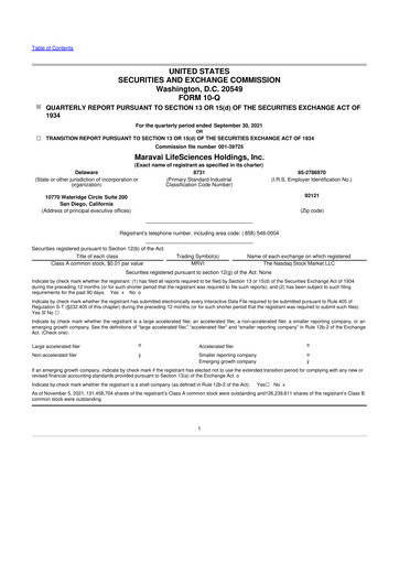 Thumbnail Maravai LifeSciences
 10-Q Quarterly Report FY2021 