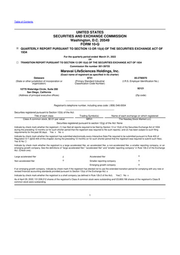 Thumbnail Maravai LifeSciences
 10-Q Quarterly Report FY2022 