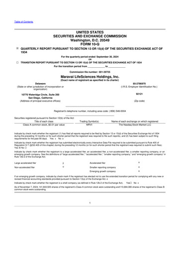 Thumbnail Maravai LifeSciences
 10-Q Quarterly Report FY2024 