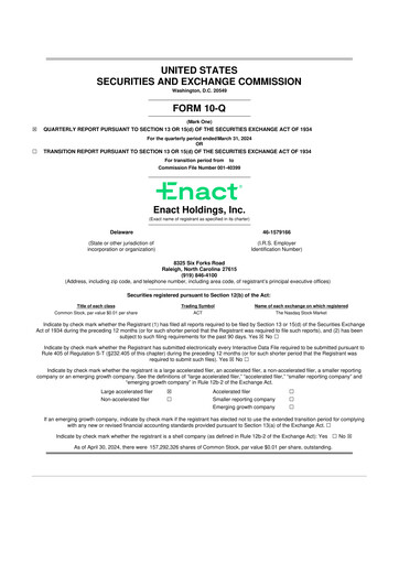 Thumbnail Enact Holdings 10-Q Quarterly Report FY2024 