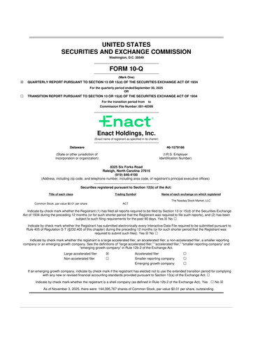Thumbnail Enact Holdings 10-Q Quarterly Report FY2025 