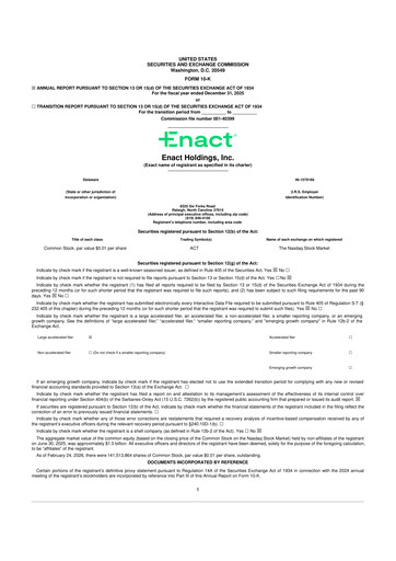 Thumbnail Enact Holdings 10-K Annual Report 2025