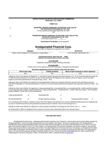 Vorschaubild Amalgamated Financial 10-Q Quartalsbericht  