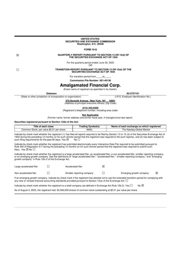 Vorschaubild Amalgamated Financial 10-Q Quartalsbericht 2023 