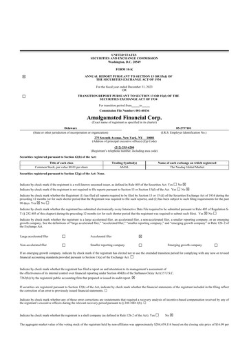 Thumbnail Amalgamated Financial 10-K Annual Report 2023