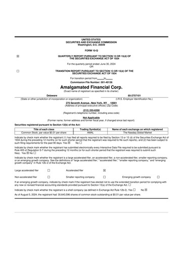 Vorschaubild Amalgamated Financial 10-Q Quartalsbericht 2024 