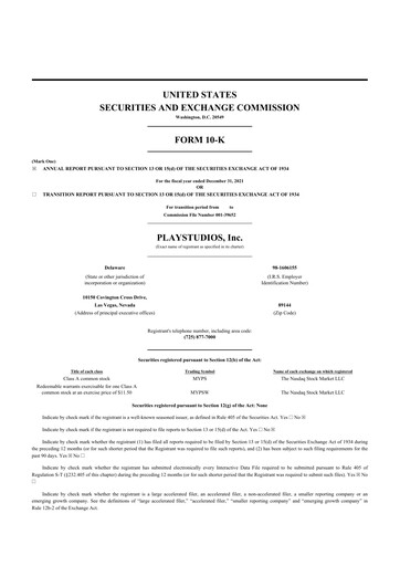 Thumbnail Playstudios 10-K Annual Report 2021