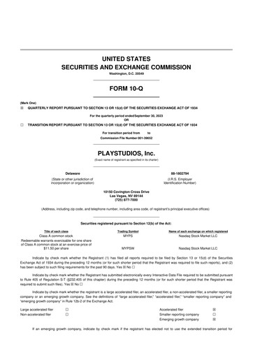 Thumbnail Playstudios 10-Q Quarterly Report FY 