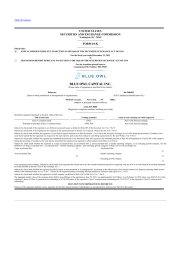 Vorschaubild Blue Owl Capital 10-K Jahresbericht 2021