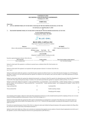 Vorschaubild Blue Owl Capital 10-K Jahresbericht 2022